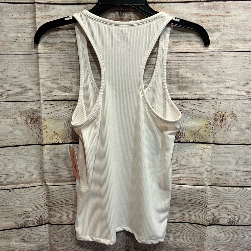 NWT Juicy Couture Sleepwear Racerback Tank Silver Bling Rib Knit Size Medium - Picture 2 of 8